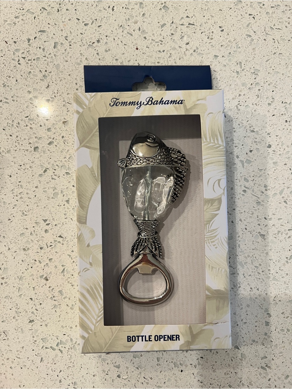 Tommy Bahama Silver and Clear Fish Bottle Opener